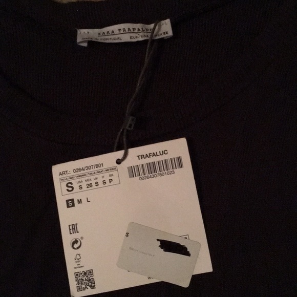 Zara Trafaluc ribbed midi SHORT SLEEVE black dress - Picture 6 of 6